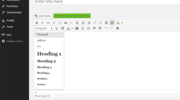 Headings in WordPress Headings in WordPress