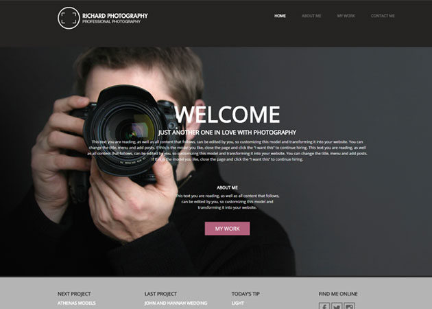 Free WordPress template for photographer Free WordPress template for photographer